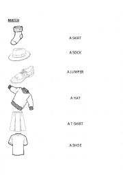 English Worksheet: Match clothes vocabulary