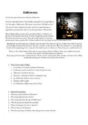 Halloween worksheet. Elementary/Pre-intermediate