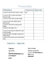 English Worksheet: Personality