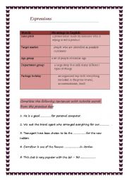 Expressions worksheet