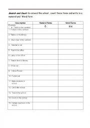 English Worksheet: Search and count