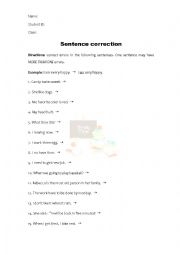 English Worksheet: sentence correction 