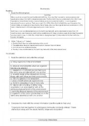 Biodiversity - ESL worksheet by Ailenaikman