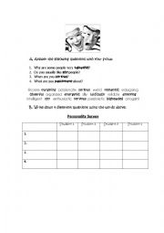 English Worksheet: Different Personalities