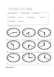 English Worksheet: practice telling the time