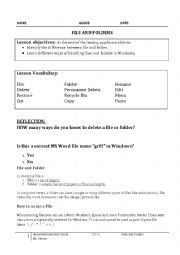 English Worksheet: files and folders