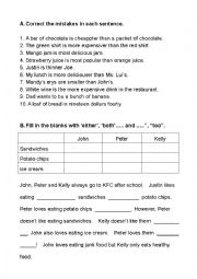 English Worksheet: English Text Revision for Primary