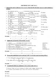 English Worksheet: ONE PERIOD TEST