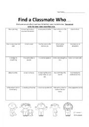 Find a Classmate Who 