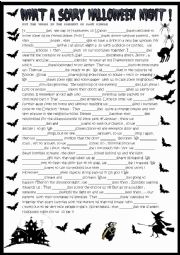 Halloween story with verbs in the present or past