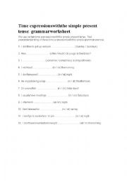 English Worksheet: Presente simple Time Expression exersice