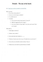 English Worksheet: Listening activity - Friends: The one at the beach