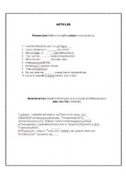 English Worksheet: ARTICLES