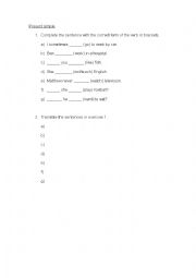 English Worksheet: PRESENT AND PAST