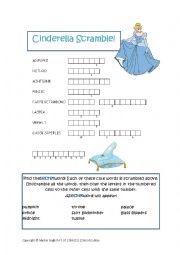 English Worksheet: Cinderella Secret Word Scramble