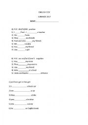 English Worksheet: verb to be and have got primary school