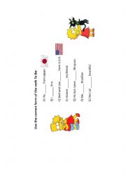 English Worksheet: verb to be exercise (simpsons theme)