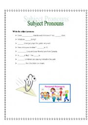 English Worksheet: Subject pronoun
