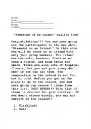 English Worksheet: Stuck on an Island