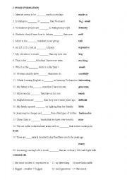 English Worksheet: Word formation ( comparatives and superatives form)