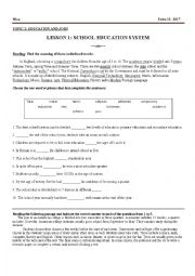 English Worksheet: education