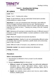 English Worksheet: means of transportation lesson