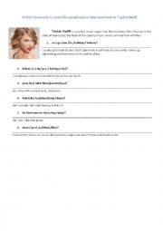 English Worksheet: interview. order the questions