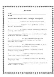 English Worksheet: Jobs