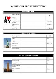 English Worksheet: Asking questions about New York