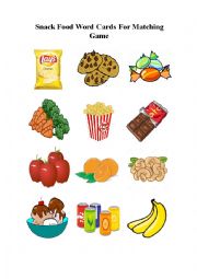 English Worksheet: Snack Food Word Cards