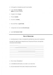 English Worksheet: Alice in wonderland