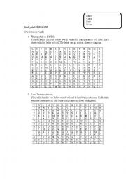 English Worksheet: Transportation-Word Search Puzzle