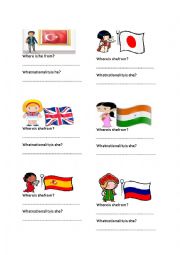 English Worksheet: Country and nationality