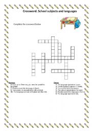 Crossword Languages and school subjects
