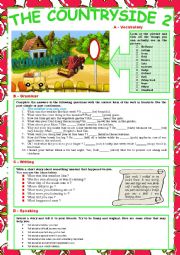 English Worksheet: The Countryside 2 (Vocabulary, grammar, writing and speaking) + KEY