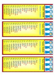 English Worksheet: ORDINAL NUMBERS BOOK MARK - PART 1 (WITH BOTH PARTS YOU WILL HAVE A TWO- FACED BOOK MARK) 