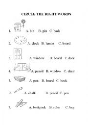 English Worksheet: Circle the objects