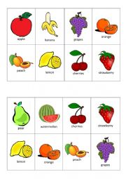 Fruits and Vegetables Games:  Bingo, Go fish