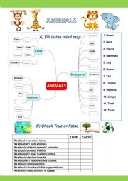 English Worksheet: Activities About Wild Animals