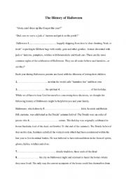 English Worksheet: Halloween History