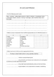 English Worksheet: Air and Land Pollution