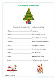 English Worksheet: Christmas Scrambled