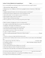 English Worksheet: Anthem: The Story of the Star Spangled Banner Questions