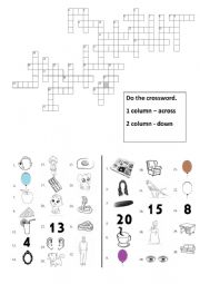 English Worksheet: Lexical Crossword for kids 1