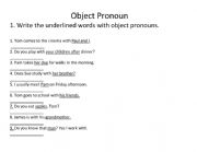 English Worksheet: Object Pronoun 
