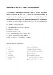 English Worksheet: physical appearence and personality