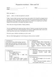Show and tell - a memorable gift / souvenir - ESL worksheet by winisoso