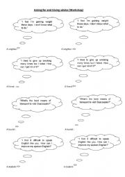 English Worksheet: Asking for and giving advice cue cards