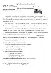 English Worksheet: second year first term