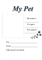 English Worksheet: My pet (journal)
